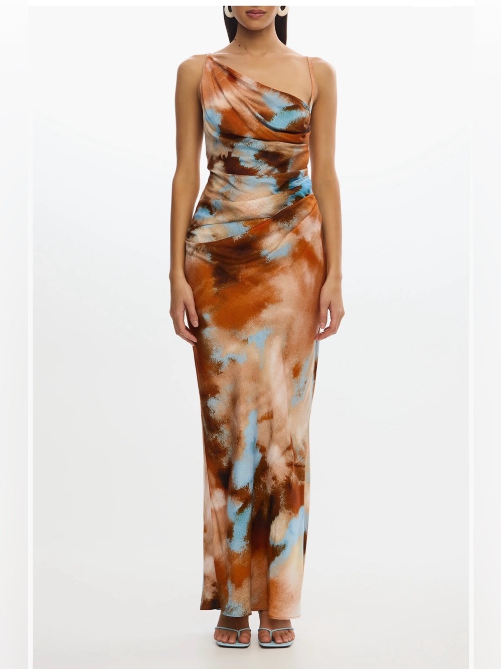 Significant Other Rhode Abstract Asymmetric Neck Gown In Brown